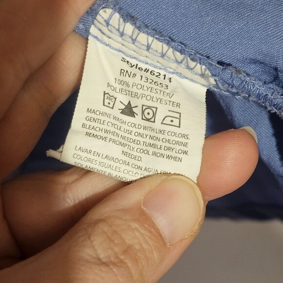 Lot of 3 Four-Stretch Womens Blue Nursing Scrub Top Pockets V-Neck Flexible Sz S - Picture 6 of 11